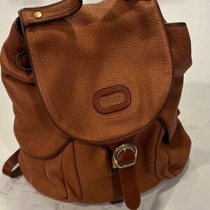 Bally Brown Leather Backpack with Gold Hardware